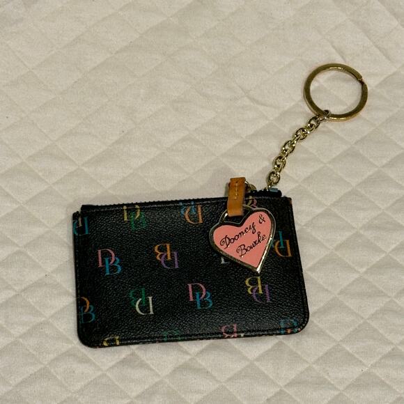 Dooney & Bourke Handbags - Vintage Dooney & Bourke Rainbow Monogram Zip Pouch Coin Purse Y2K Heart Charm